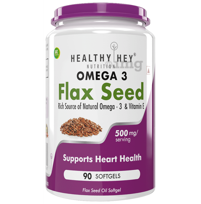 HealthyHey Omega 3 Flax Seed with Vitamin E Softgels