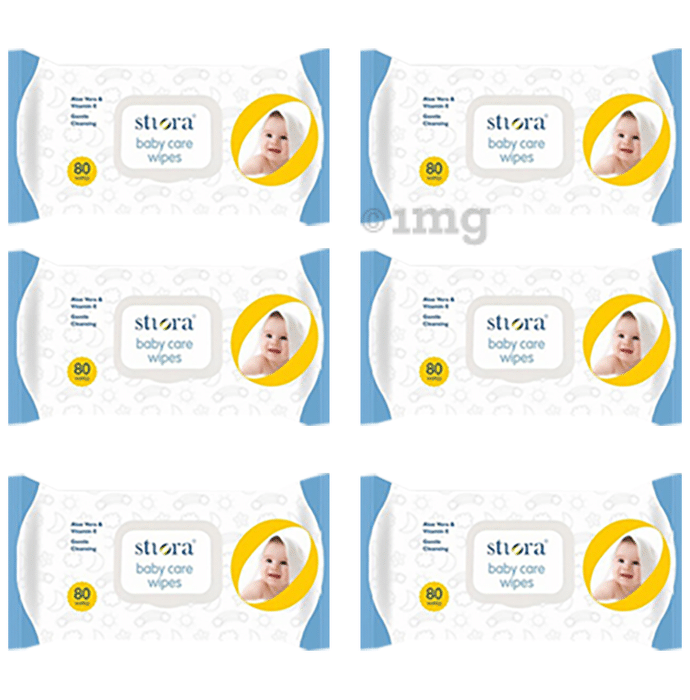 Stiora Baby Care Wipes with Aloevera and Vitamin E (80 Each)