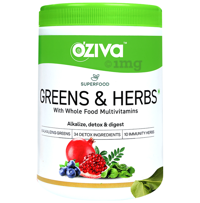 Oziva Superfood Greens & Herbs | Powder for Metabolism, Detox & Digestion