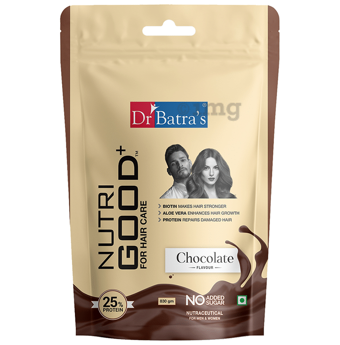 Dr Batra's Nutri Good+ for Hair Care with Biotin, Aloe Vera & Protein | No Added Sugar | Flavour Chocolate