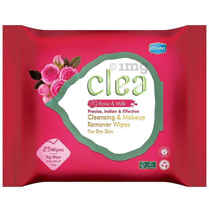 Ginni Clea Cleansing & Make-Up Remover Wipes Rose & Milk