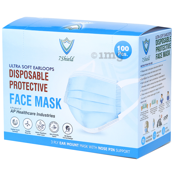 7 Shield 3 Ply Disposable Protective Face Mask for Kids Black Dot Print