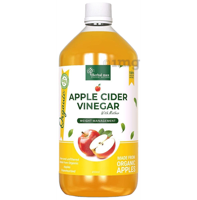 Herbal Max 100% Organic Apple Cider Vinegar with Mother (450ml Each)