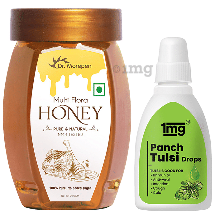 Combo Pack of 1mg Panch Tulsi Drop 30ml & Dr. Morepen Multi Flora Honey 250gm