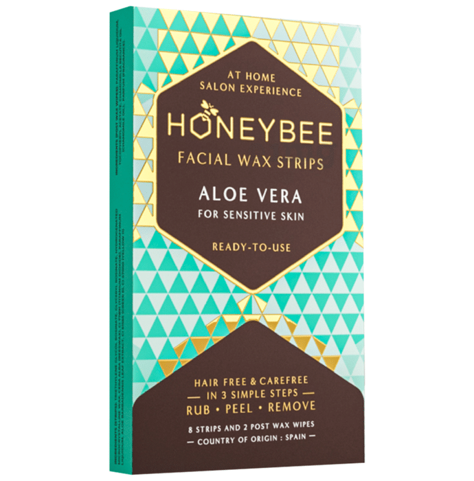 Honey Bee Facial Wax Strip 8 and 2 Post Wax Wipes Aloe Vera