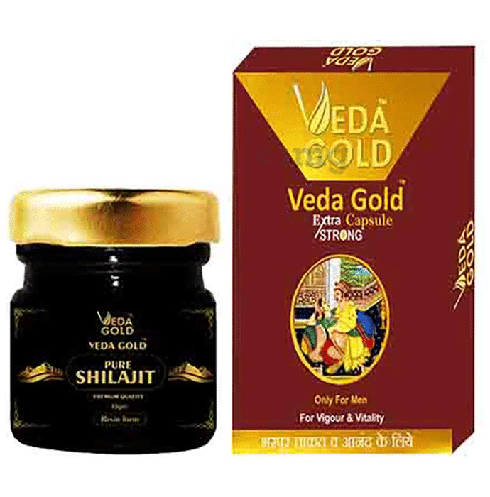 Veda Gold Combo Pack of Pure Shilajit Resin 30gm & Extra Strong Capsule (10 Each)