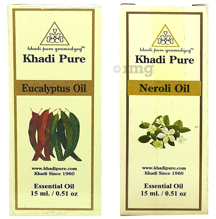 Khadi Pure Combo Pack of Eucalyptus Oil & Neroli Oil (15ml Each)