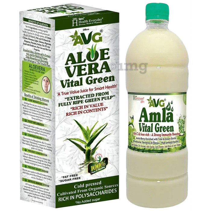 AVG Combo Pack of Aloevera Juice & Amla Vital Green (1000ml Each)