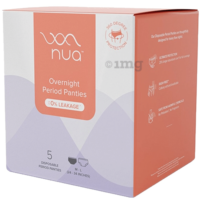 Nua Overnight Disposable Period Panties with 0% Leakage for Women M-L