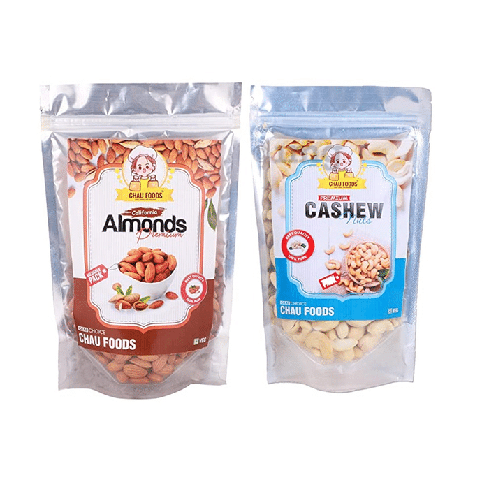 Chau Foods Combo Pack of California Almonds & Premium Cashew Nuts (200gm Each)