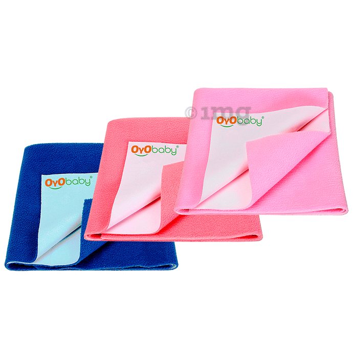 Oyo Baby Anti-Pilling Fleece Extra Absorbent Instant Dry Sheet Medium Pink, Salmon Rose, Royal Blue