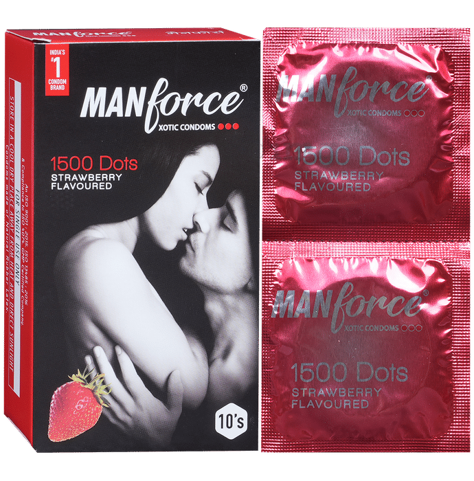 Manforce 1500 Dots Xotic Condom (10 Each) Strawberry