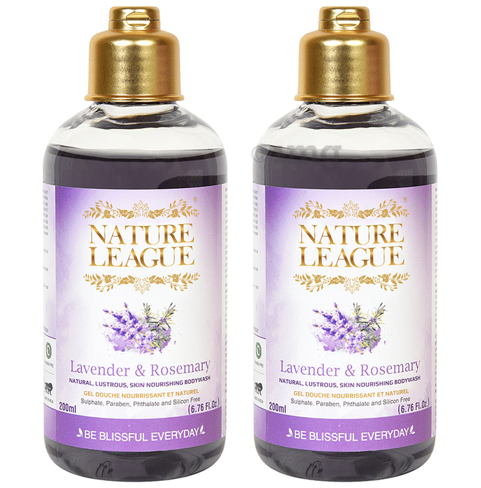 Nature League Lavender & Rosemary Natural, Lustrous, Skin Nourishing Bodywash (200ml Each)