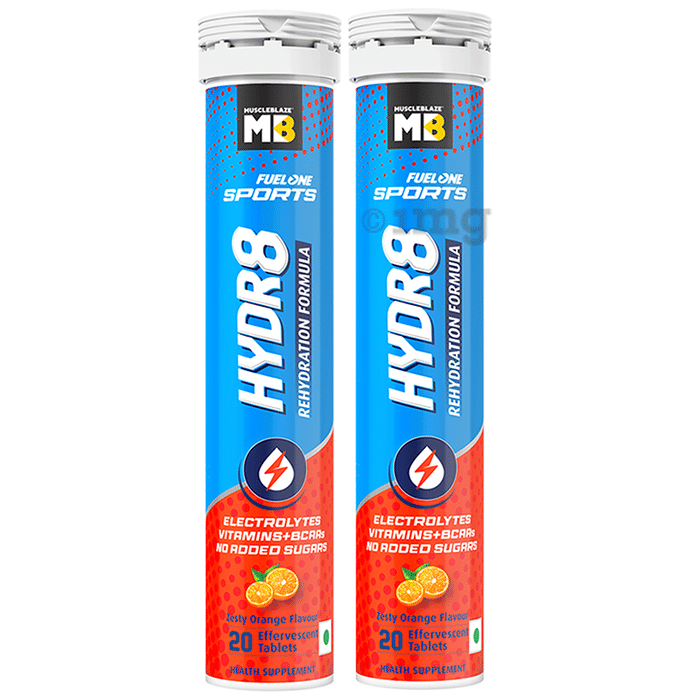 Muscleblaze MB Fuel One Sports Hydr8 Rehydration Formula Effervescent Tablet (20 Each) Zesty Orange