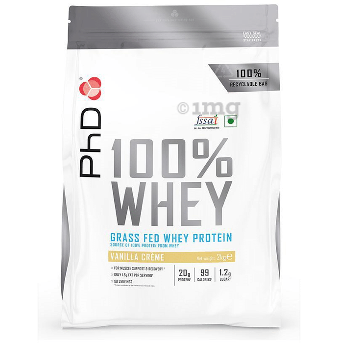 PHD 100% Grass Fed Whey Protein Powder Vanilla Creme