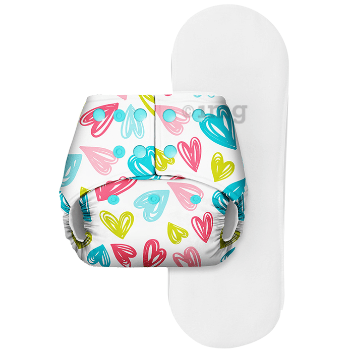 Basic Pocket Diaper with Dry Feel Pad Free Size Hearts