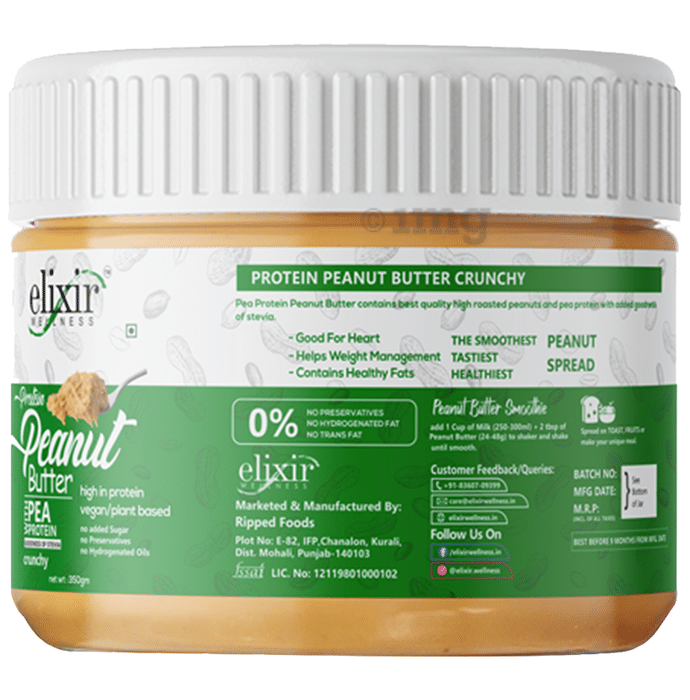 Elixir Wellness Vegan Protein Peanut Butter Crunchy