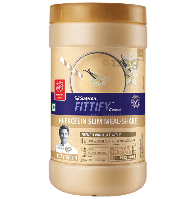 Saffola Fittify Gourmet Hi-Protein Slim Meal-Shake Powder (420gm Each) French Vanilla