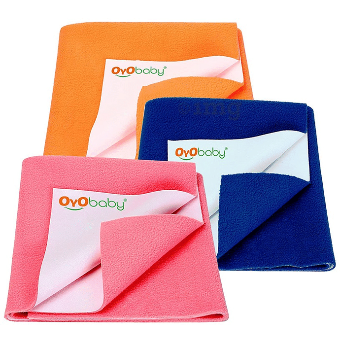 Oyo Baby Anti-Pilling Fleece Extra Absorbent Instant Dry Sheet Medium Salmon Rose, Royal Blue, Peach