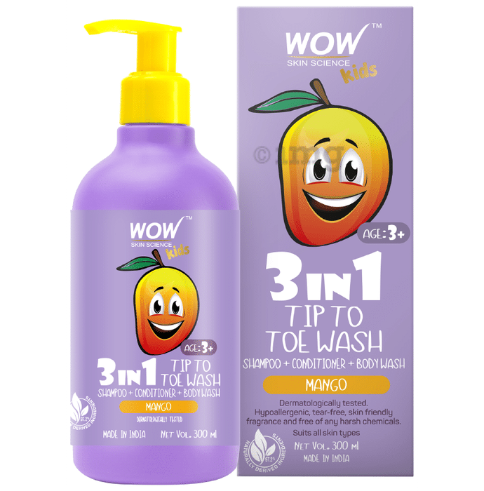 WOW Skin Science Kids 3 in 1 Tip to Toe Wash Mango