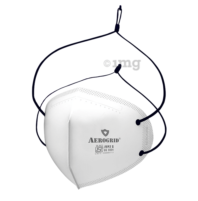 Aerogrid FFP2 6 Layer BIS Certified Premium N95 Mask White with Adjustable Black Head Loop