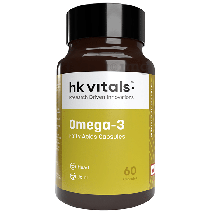 Healthkart HK Vitals Omega 3 Fatty Acids with DHA & EPA | For Heart, Joint & Brain Health | Soft Gelatin Capsule | Nutrition Care Soft Gelatin Capsule