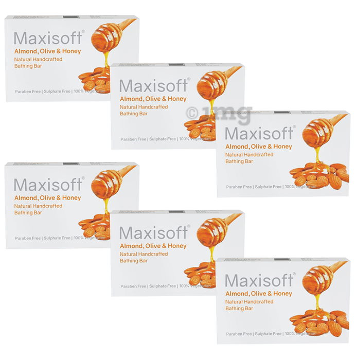 Maxisoft Almond, Olive & Honey Natural Handcrafted Bathing Bar (75gm Each)