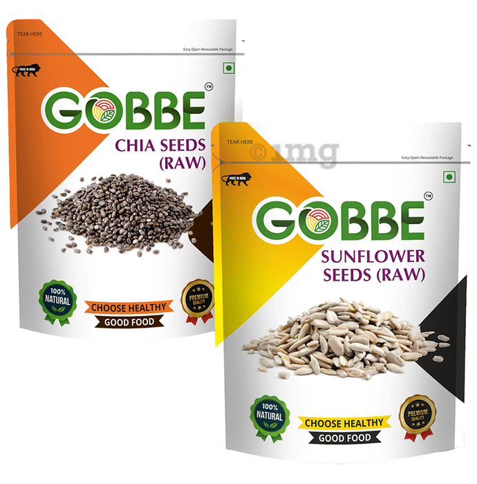 Combo Pack of Gobbe Chia Seeds (Raw), Sunflower Seeds (Raw) (200gm Each)