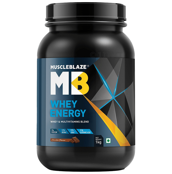 MuscleBlaze Whey Energy | With Digezyme & Multivitamins Blend | For Immunity | Flavour Powder Chocolate
