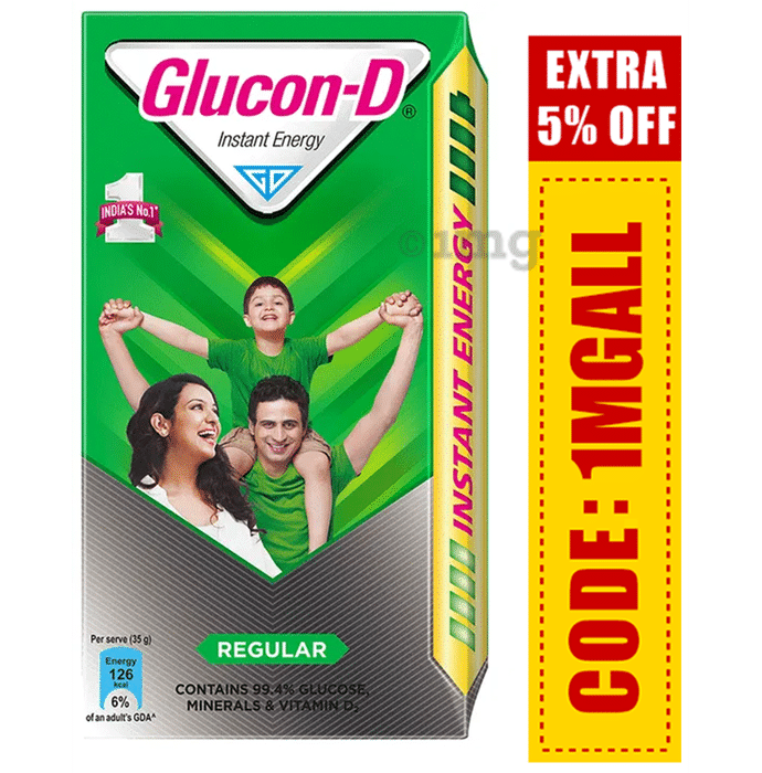 Glucon-D with Glucose, Calcium, Vitamin C & Sucrose | Nutrition Booster Regular