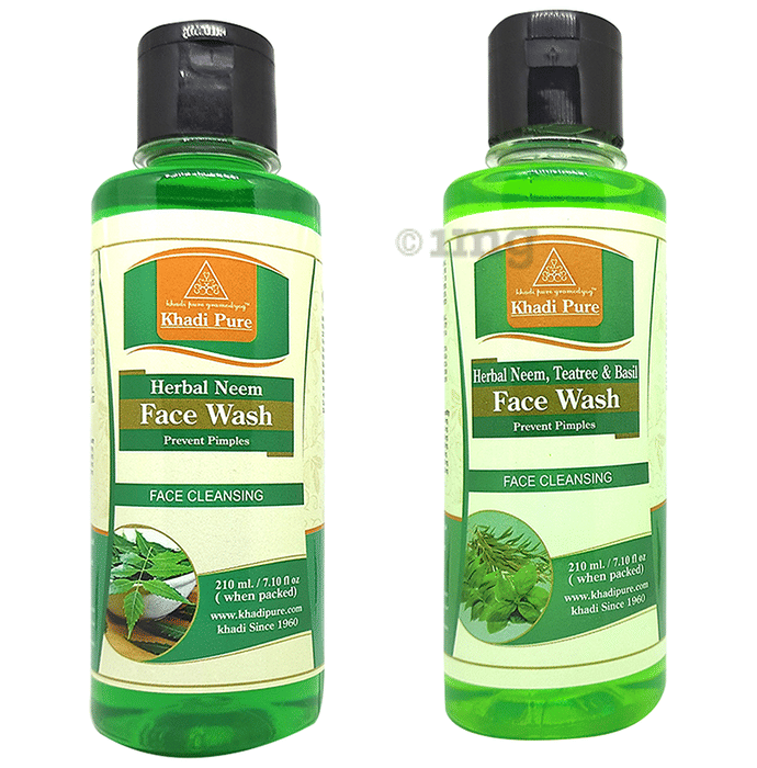 Khadi Pure Combo Pack of Herbal Neem Face Wash & Herbal Neem, Teatree