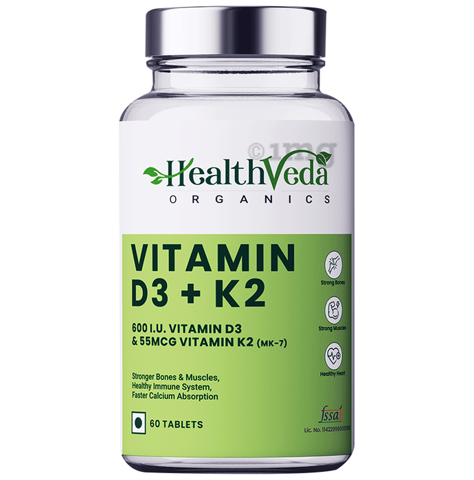 Health Veda Organics Vitamin D3 + K2 Healthy Bones Tablet