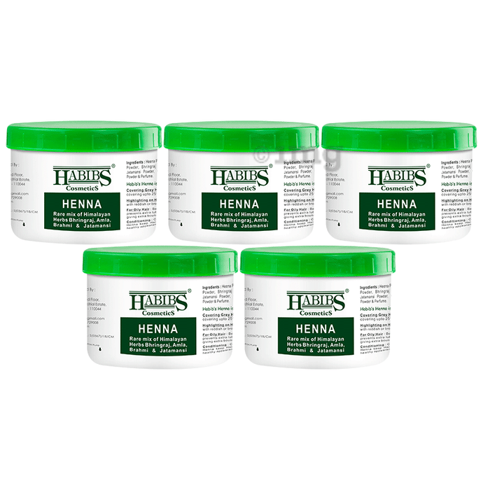 Habibs Henna Mehndi Powder Enriched with Bhringraj Amla Brahmi Jatamansi For Hair Color (200gm Each)