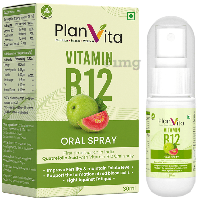 Planvita Vitamin B12 Oral Spray (30ml Each) Guava Sugar Free