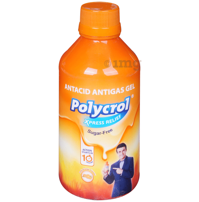Polycrol Xpress Relief Sugar-Free Antacid Antigas Gel | Flavour Orange