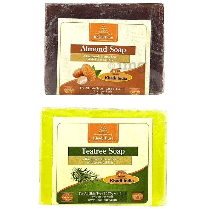 Khadi Pure Combo Pack of Almond & Teatree Soap (125gm Each)