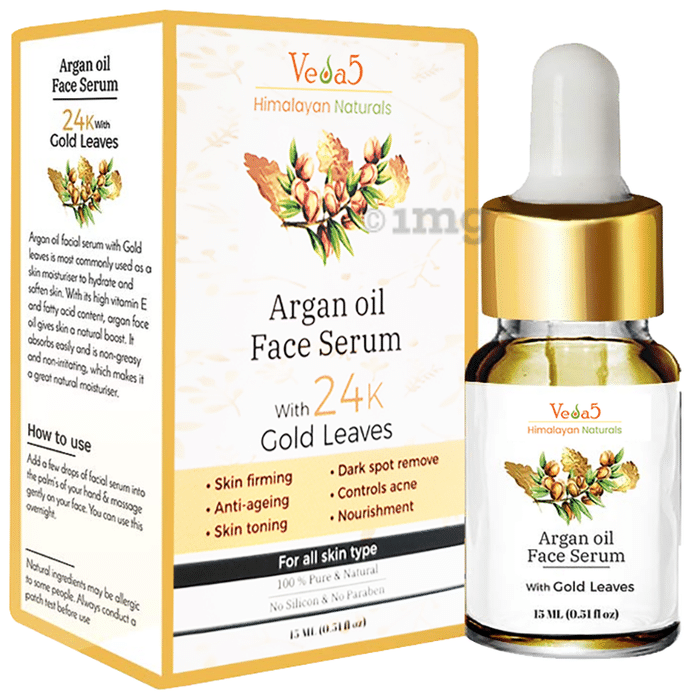 Veda5 Argan Oil Face Serum with 24K Gold Leaves