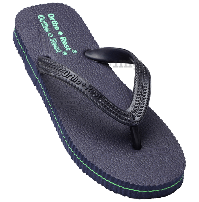 Ortho + Rest Unisex Hawaii Chappal Orthopedic Comfort, Bathroom Rubber Flip-Flops Navyblue 10