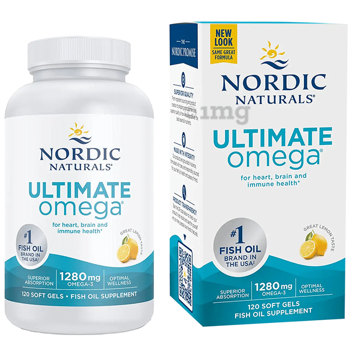 Nordic Naturals Ultimate High-Intensity Omega 3 1280mg Soft Gels for Healthy Heart, Brain Health and Optimal Wellness Lemon