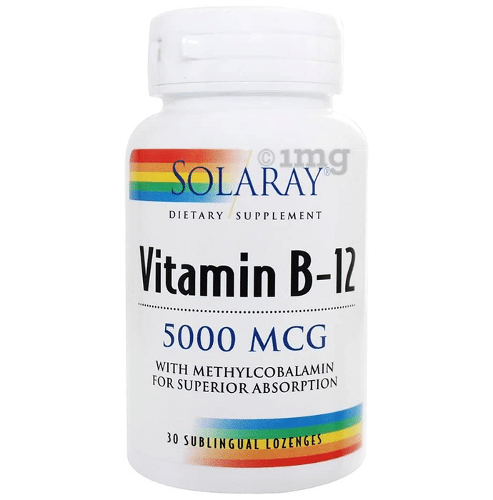 Solaray Vitamin B-12 5000 Mcg Sublingual Lozenges | Supports Nerve Functions