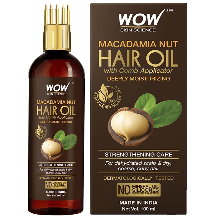 WOW Skin Science Macadamia Nut Hair Oil with Comb Applicator