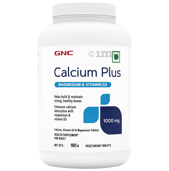 GNC Calcium Plus | With Magnesium & Vitamin D3 for Healthy Bones | Veg Tablet
