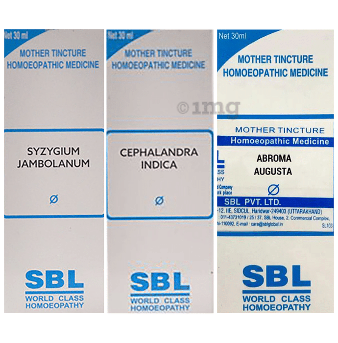 Combo Pack of SBL Syzygium Jambolanum Mother Tincture Q, SBL Cephalandra Indica Mother Tincture Q & SBL Abroma Augusta Mother Tincture Q (30ml Each)