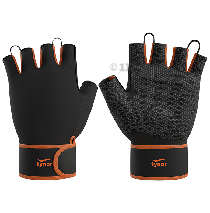 Tynor Tynorgrip Gym Gloves with Support Black & Orange Large