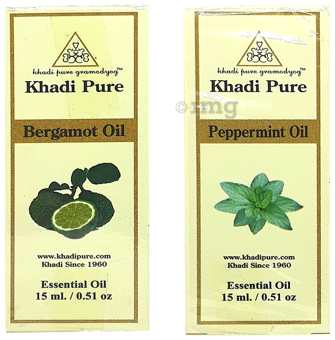 Khadi Pure Combo Pack of Bergamot Oil & Peppermint Oil (10ml Each)