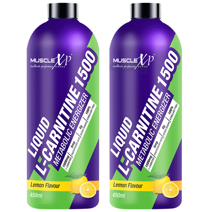 MuscleXP Liquid L-Carnitine 1500 Metabolic Energizer (450ml Each) Lemon