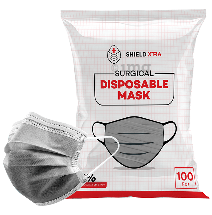 Shield Xtra 3 Ply Surgical Disposable Mask (100 Each) Grey
