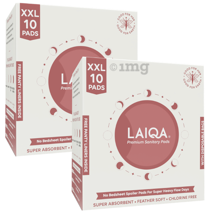 Laiqa Premium Sanitary Pads (10 Each) with (3) Pantyliner Free XXL