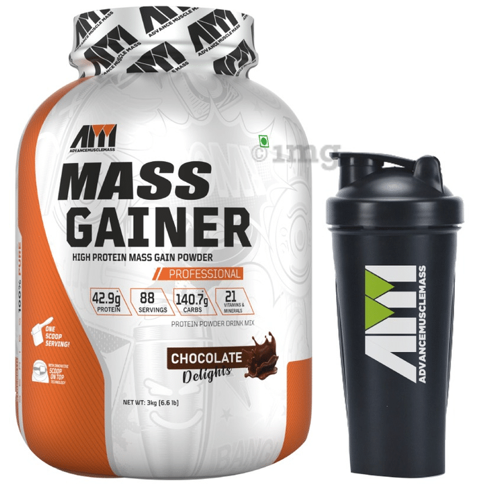 Advance MuscleMass High Protein Mass Gainer Powder Chocolate Delight with Shaker 700ml
