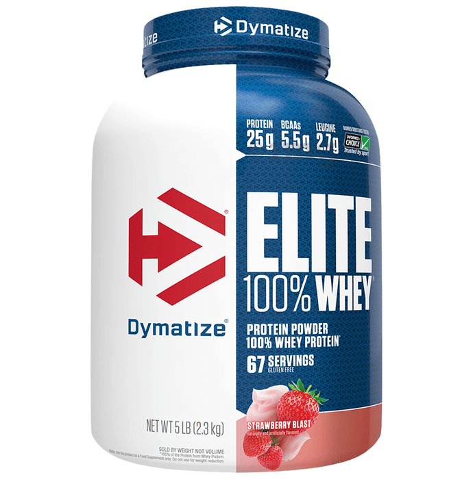 Dymatize Nutrition Elite 100% Whey Protein | With BCAAs & Leucine | For Muscle Recovery | Powder Strawberry Blast